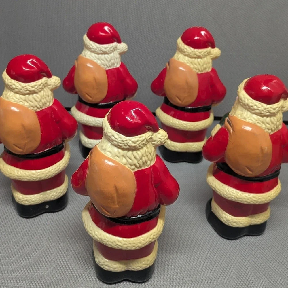 Set of 5 VTG Santa Claus Blow Mold Pathway Light Covers Christmas Holiday Decor